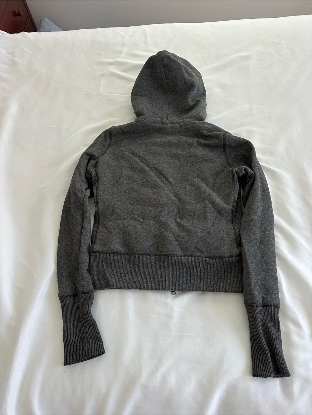Y2K Abercrombie Sherpa-Lined Zip Hoodie in Charcoal Gray - Picture 6 of 6